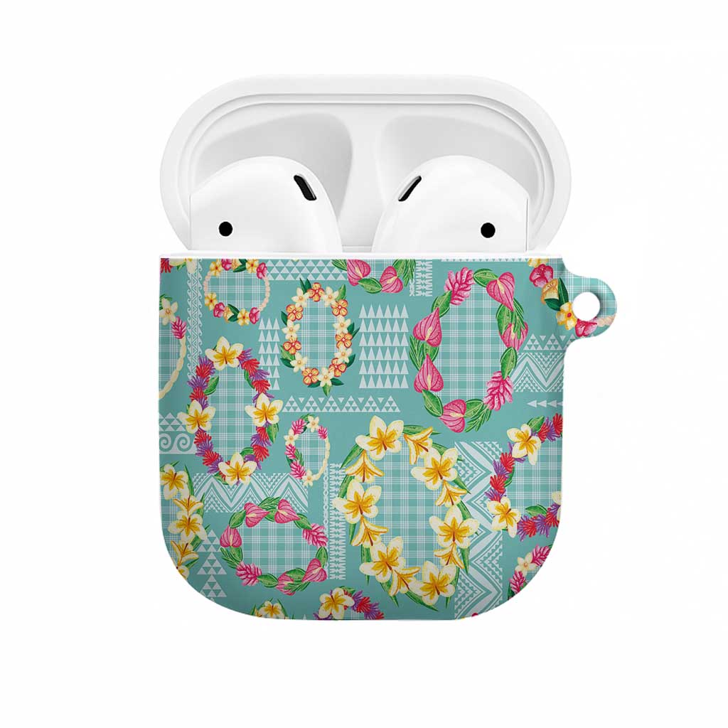 Hawaiian Leis AirPods Case Kakau Tattoos and Palaka Pastel Teal Color LT03 Teal - Polynesian Pride