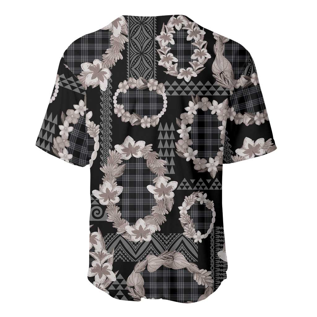Hawaiian Leis Baseball Jersey Kakau Tattoos and Palaka Pastel Grayscale LT03 - Polynesian Pride