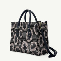 Hawaiian Leis Leather Bag Kakau Tattoos and Palaka Pastel Grayscale LT03 Black - Polynesian Pride