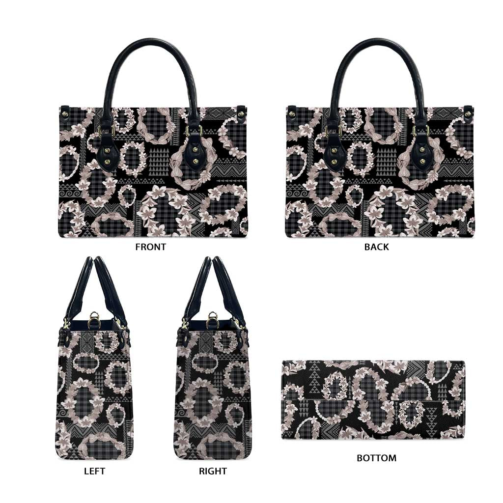 Hawaiian Leis Leather Bag Kakau Tattoos and Palaka Pastel Grayscale LT03 - Polynesian Pride