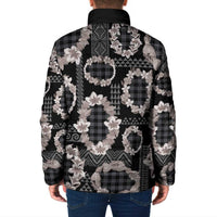 Hawaiian Leis Padded Jacket Kakau Tattoos and Palaka Pastel Grayscale LT03 - Polynesian Pride