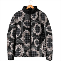 Hawaiian Leis Padded Jacket Kakau Tattoos and Palaka Pastel Grayscale LT03 - Polynesian Pride