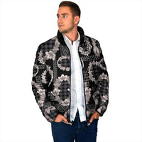 Hawaiian Leis Padded Jacket Kakau Tattoos and Palaka Pastel Grayscale LT03 - Polynesian Pride