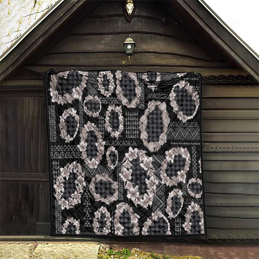 Hawaiian Leis Quilt Kakau Tattoos and Palaka Pastel Grayscale LT03 - Polynesian Pride