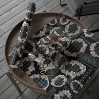 Hawaiian Leis Wrapping Paper Kakau Tattoos and Palaka Pastel Grayscale LT03 - Polynesian Pride