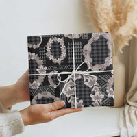 Hawaiian Leis Wrapping Paper Kakau Tattoos and Palaka Pastel Grayscale LT03 - Polynesian Pride