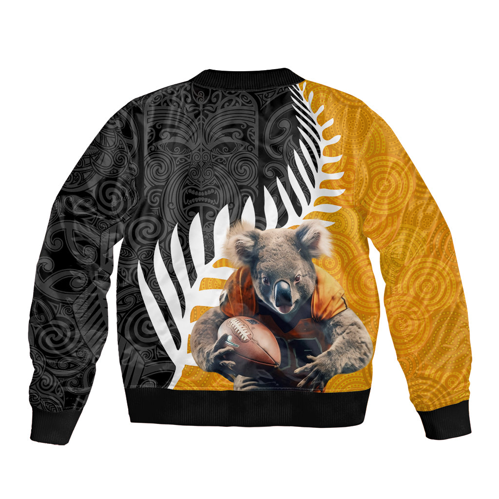 New Zealand and Australia Rugby Bomber Jacket Koala and Maori Warrior Together LT03 - Polynesian Pride