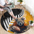 New Zealand and Australia Rugby Round Carpet Koala and Maori Warrior Together