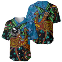 Fiji and Australia Baseball Jersey Palm Tree and Abogirinal Emu LT03 - Polynesian Pride