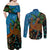 Fiji and Australia Couples Matching Off Shoulder Maxi Dress and Long Sleeve Button Shirt Palm Tree and Abogirinal Emu