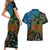 Fiji and Australia Couples Matching Short Sleeve Bodycon Dress and Hawaiian Shirt Palm Tree and Abogirinal Emu