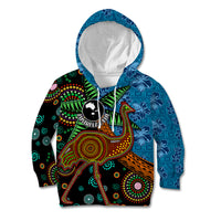 Fiji and Australia Kid Hoodie Palm Tree and Abogirinal Emu LT03 Hoodie Blue - Polynesian Pride