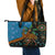 Fiji and Australia Leather Tote Bag Palm Tree and Abogirinal Emu