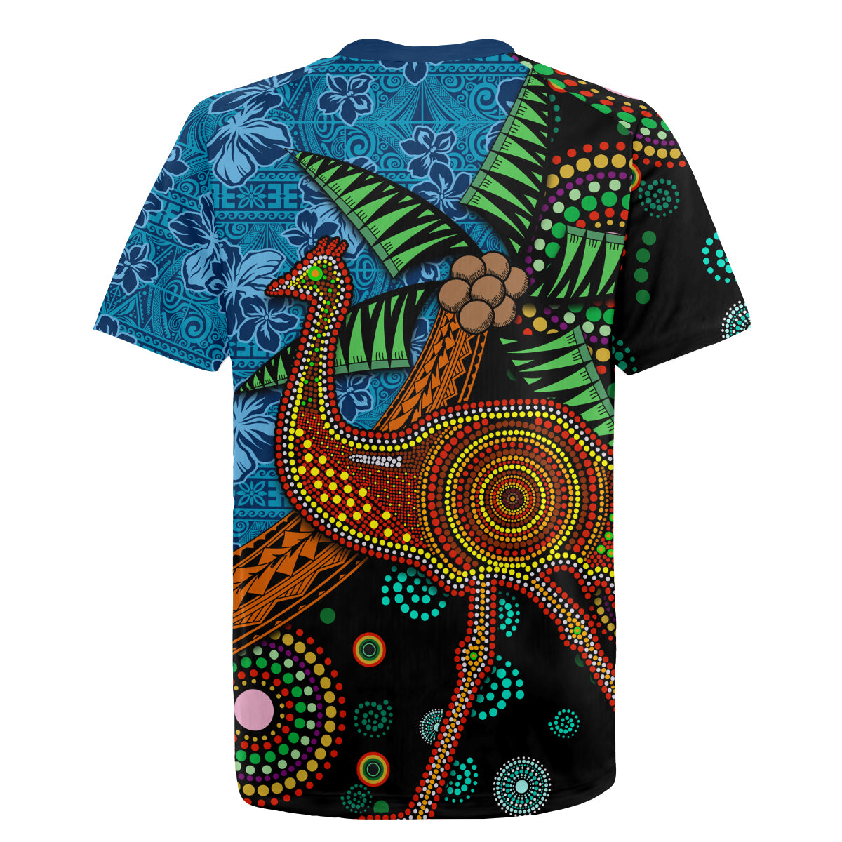 Fiji and Australia Rugby Jersey Palm Tree and Abogirinal Emu LT03 - Polynesian Pride