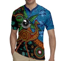 Fiji and Australia Rugby Jersey Palm Tree and Abogirinal Emu LT03 - Polynesian Pride