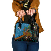 Fiji and Australia Shoulder Handbag Palm Tree and Abogirinal Emu LT03 One Size Blue - Polynesian Pride