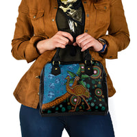 Fiji and Australia Shoulder Handbag Palm Tree and Abogirinal Emu LT03 - Polynesian Pride