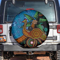 Fiji and Australia Spare Tire Cover Palm Tree and Abogirinal Emu LT03 Blue - Polynesian Pride
