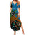 Fiji and Australia Summer Maxi Dress Palm Tree and Abogirinal Emu