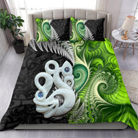 New Zealand Koru Natural Bedding Set Manaia and Silver Fern Maori Pattern LT03 - Polynesian Pride
