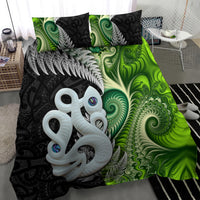 New Zealand Koru Natural Bedding Set Manaia and Silver Fern Maori Pattern LT03 - Polynesian Pride