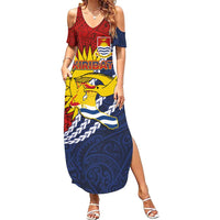 Kiribati Independence Day Summer Maxi Dress Polynesian and Melanesian Art Tattoo LT03 Women Red - Polynesian Pride