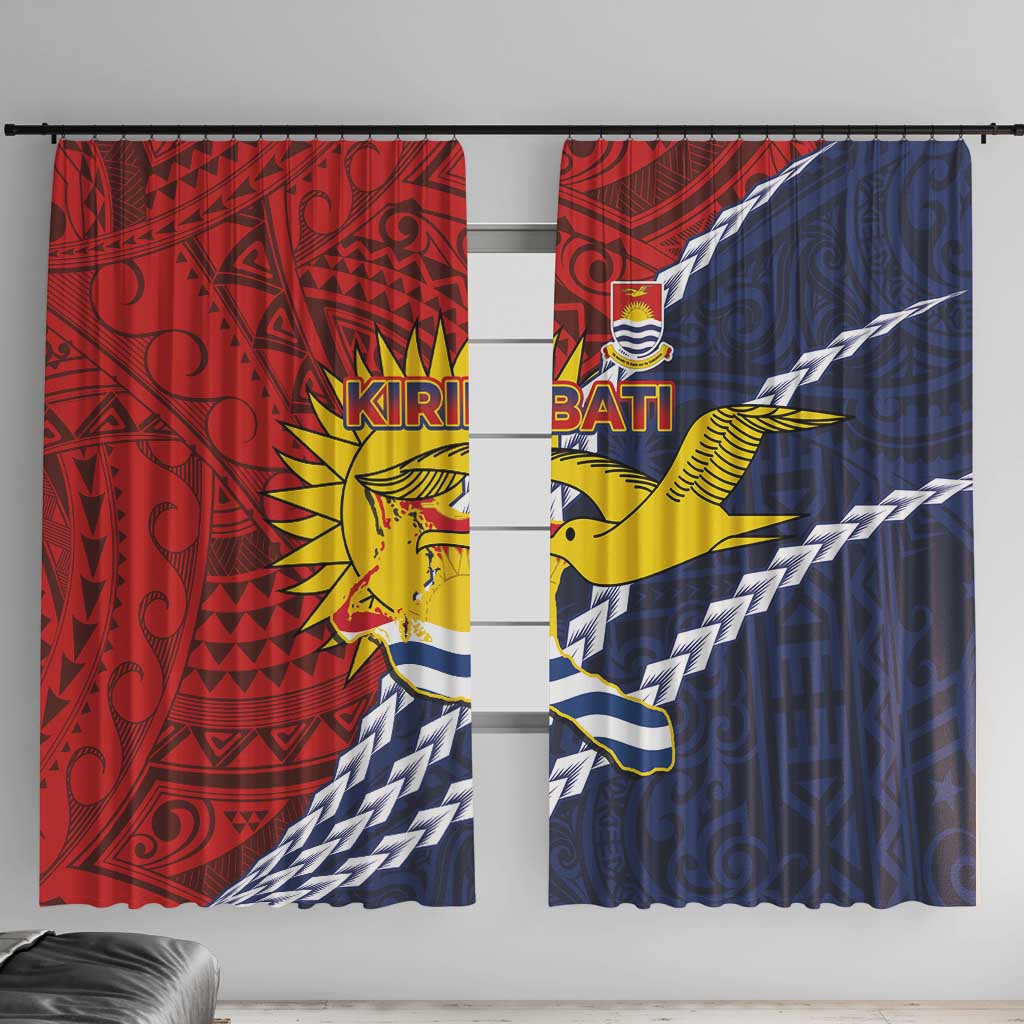 Kiribati Independence Day Window Curtain Polynesian and Melanesian Art Tattoo LT03 With Hooks Red - Polynesian Pride