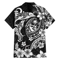 Guam Dolphins Tribal Tattoo Hawaiian Shirt Polynesian Art and Tropical Flower Grayscale LT03 - Polynesian Pride