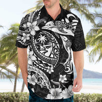 Guam Dolphins Tribal Tattoo Hawaiian Shirt Polynesian Art and Tropical Flower Grayscale LT03 - Polynesian Pride