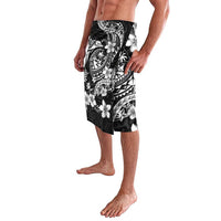 Guam Dolphins Tribal Tattoo Lavalava Polynesian Art and Tropical Flower Grayscale LT03 - Polynesian Pride