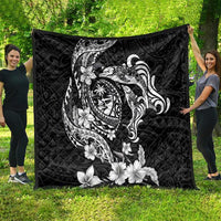 Guam Dolphins Tribal Tattoo Quilt Polynesian Art and Tropical Flower Grayscale LT03 - Polynesian Pride