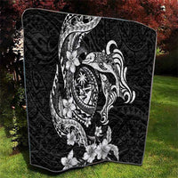 Guam Dolphins Tribal Tattoo Quilt Polynesian Art and Tropical Flower Grayscale LT03 - Polynesian Pride