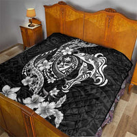 Guam Dolphins Tribal Tattoo Quilt Polynesian Art and Tropical Flower Grayscale LT03 - Polynesian Pride