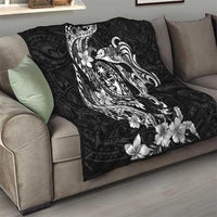 Guam Dolphins Tribal Tattoo Quilt Polynesian Art and Tropical Flower Grayscale LT03 - Polynesian Pride