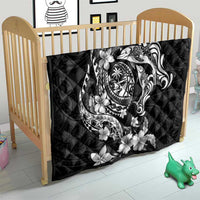 Guam Dolphins Tribal Tattoo Quilt Polynesian Art and Tropical Flower Grayscale LT03 - Polynesian Pride
