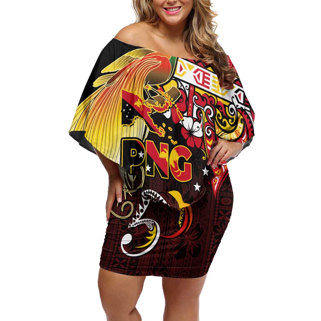Papua New Guinea 2025 Off Shoulder Short Dress 50th Independence Day Anniversary LT03 Women Red - Polynesian Pride
