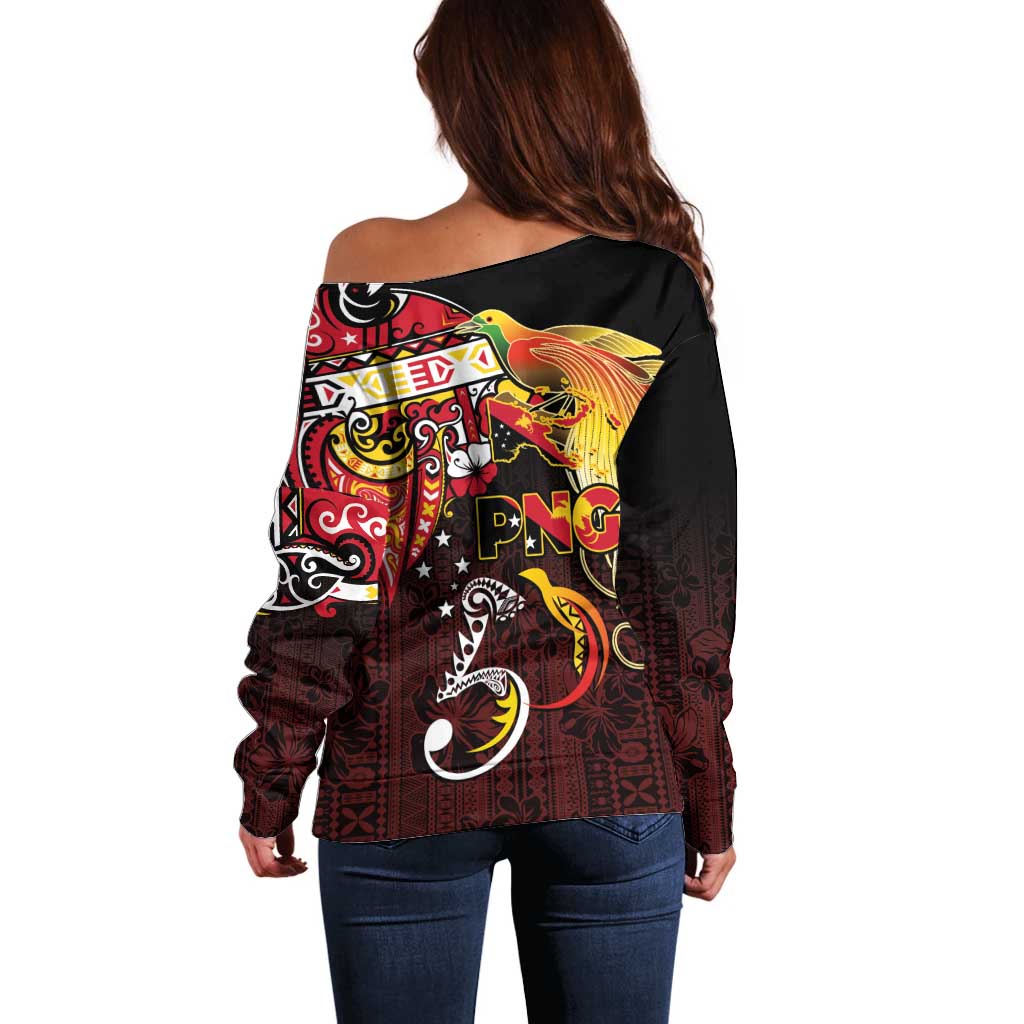 Papua New Guinea 2025 Off Shoulder Sweater 50th Independence Day Anniversary LT03 - Polynesian Pride