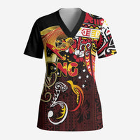 Papua New Guinea 2025 Scrub Top 50th Independence Day Anniversary LT03 Adult Red - Polynesian Pride