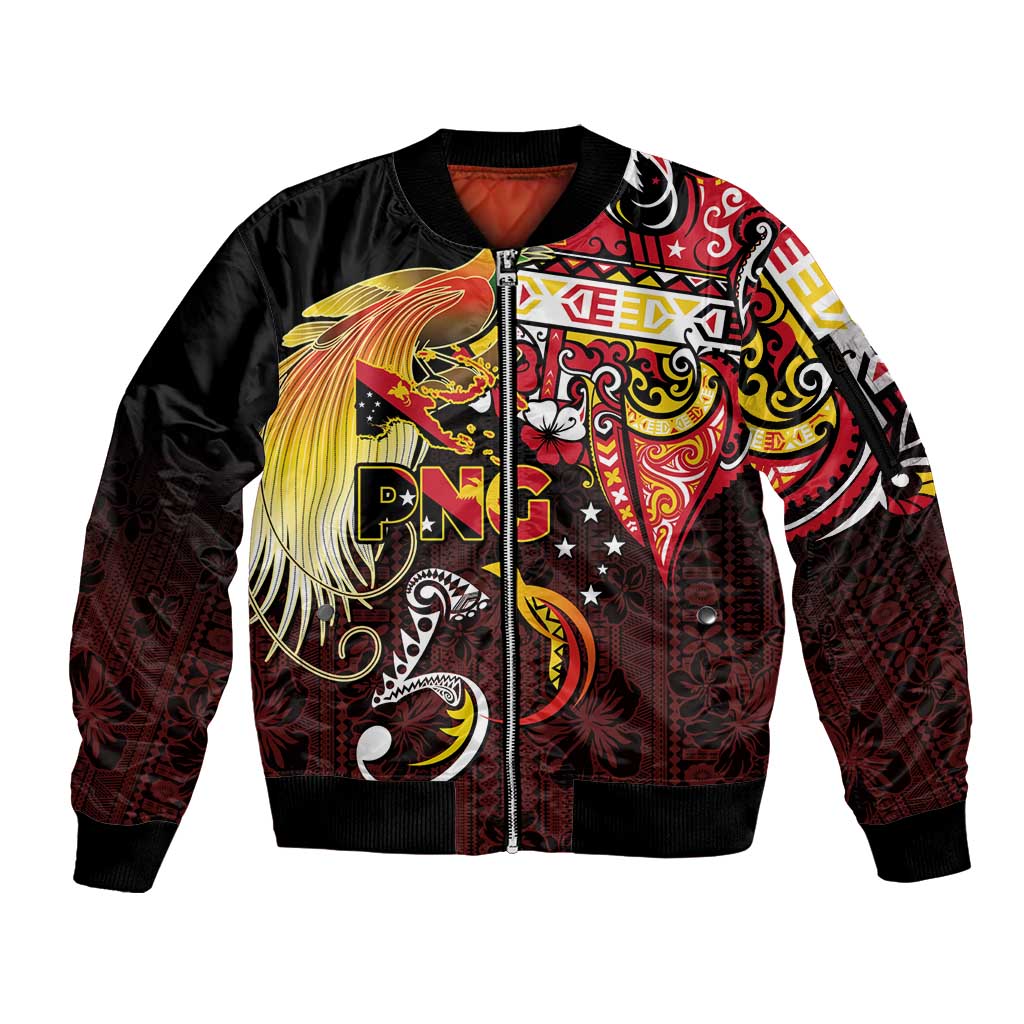 Papua New Guinea 2025 Sleeve Zip Bomber Jacket 50th Independence Day Anniversary LT03 Unisex Red - Polynesian Pride