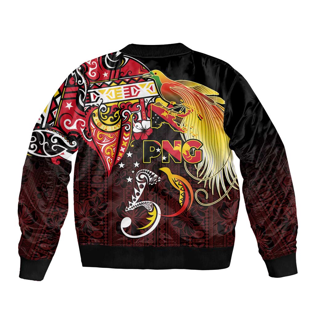 Papua New Guinea 2025 Sleeve Zip Bomber Jacket 50th Independence Day Anniversary LT03 - Polynesian Pride