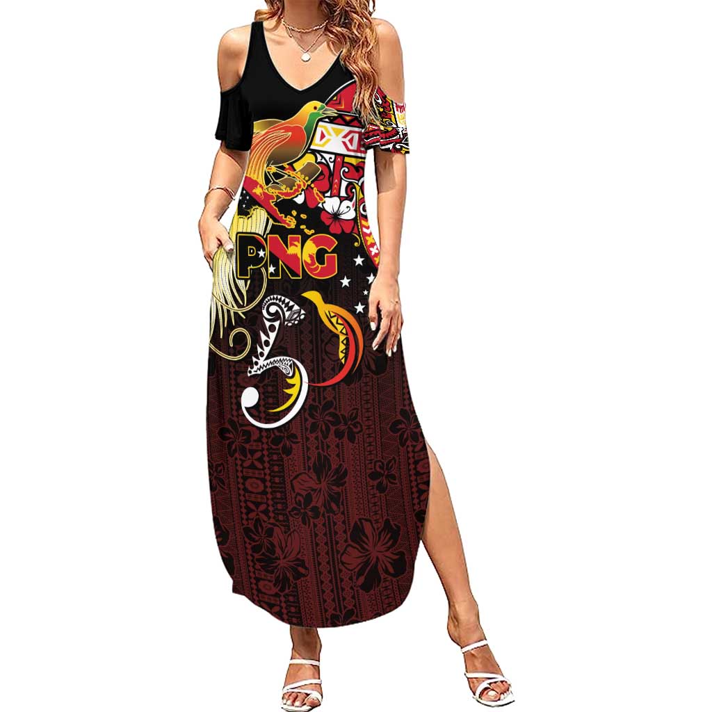 Papua New Guinea 2025 Summer Maxi Dress 50th Independence Day Anniversary LT03 Women Red - Polynesian Pride