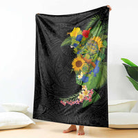 Hawaiian Tropical Plants and Chameleon Blanket Polynesian Art Colorful LT03 - Polynesian Pride