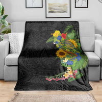 Hawaiian Tropical Plants and Chameleon Blanket Polynesian Art Colorful LT03 - Polynesian Pride