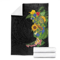 Hawaiian Tropical Plants and Chameleon Blanket Polynesian Art Colorful LT03 - Polynesian Pride