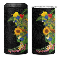 Hawaiian Tropical Plants and Chameleon 4 in 1 Can Cooler Tumbler Polynesian Art Colorful LT03 One Size: 16 oz Black - Polynesian Pride