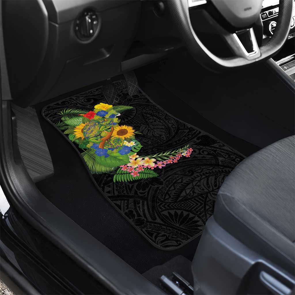 Hawaiian Tropical Plants and Chameleon Car Mats Polynesian Art Colorful LT03 - Polynesian Pride