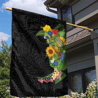 Hawaiian Tropical Plants and Chameleon Garden Flag Polynesian Art Colorful LT03 - Polynesian Pride