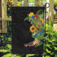 Hawaiian Tropical Plants and Chameleon Garden Flag Polynesian Art Colorful LT03 Garden Flag Black - Polynesian Pride