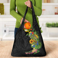 Hawaiian Tropical Plants and Chameleon Grocery Bag Polynesian Art Colorful LT03 - Polynesian Pride