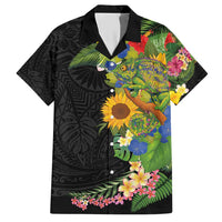 Hawaiian Tropical Plants and Chameleon Hawaiian Shirt Polynesian Art Colorful LT03 Black - Polynesian Pride